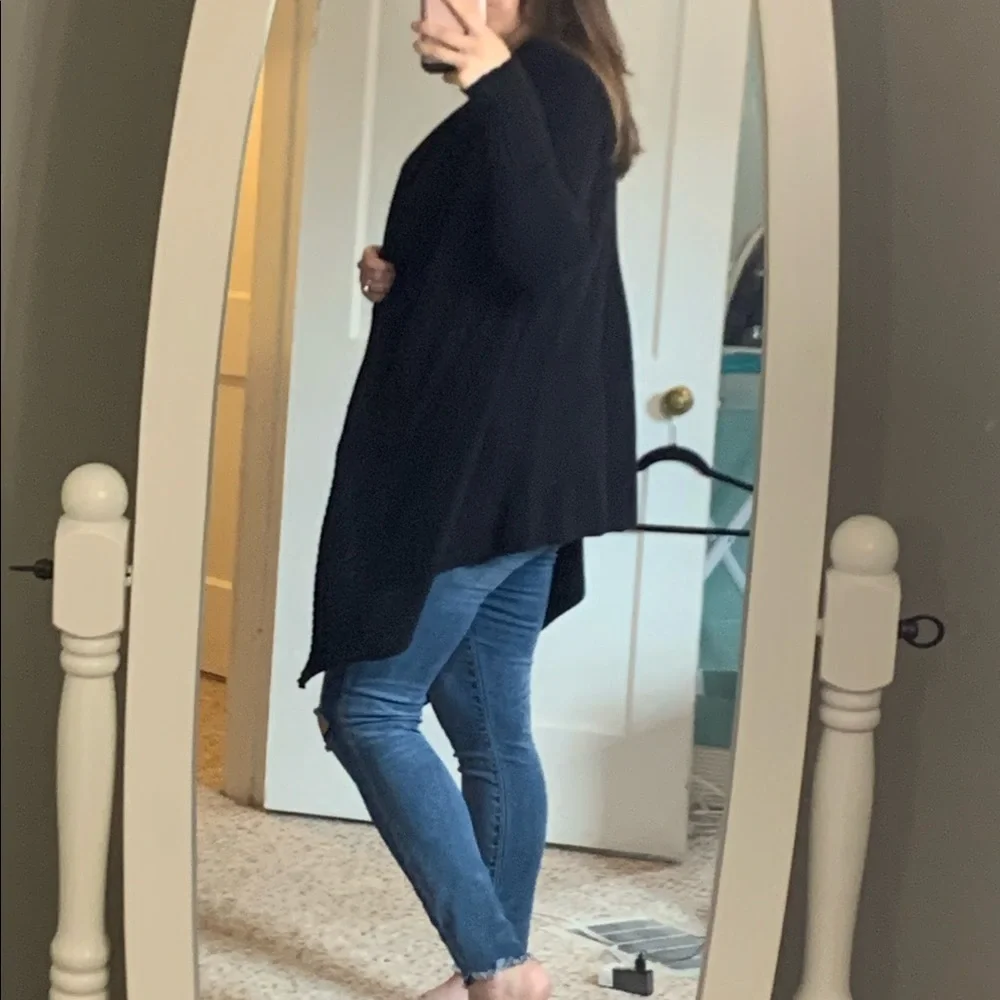 Zara Knit Waterfall Open Front Cardigan Black Sm